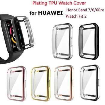 50PCS Smart Watch Caso para o Huawei Honor Banda 7 Banda 6 Pro Soft Chapeamento de TPU Tela Cheia Tampa de Proteção para o Huawei Assistir Ajuste 2 1