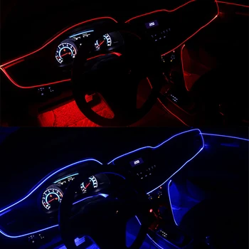 5M do Interior do Carro Iluminação a Luz de Néon Garland Fio EL Corda de Fio de Tubo de temperatura Ambiente Faixa de LED Decoração Tubo flexível de 8 Cores Led Automático 2