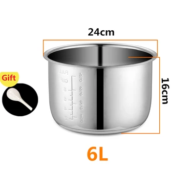 6L fogão de pressão Elétrico forro interior taças multicooker tigela tanque de aço inoxidável para cozinhar sopa, mingau