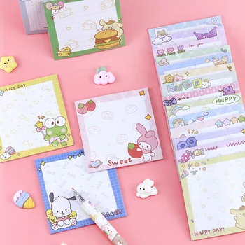 80 Folha De Sanrio Nota Cinnamoroll Kawaii Olá Mimosas Anime Kuromi Bonito Pompom Purin Mensagem Do Livro De Adesivos De Brinquedos Para Meninas 2