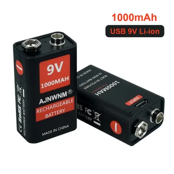 9V 1000mAh li-ion Recarregável Micro USB Baterias de 9 v lítio para Multímetro Microfone de Brinquedo de Controle Remoto KTV uso 1
