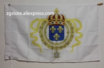 A nova França Royal Standard Bandeira estandarte Real do Rei Luís XIV Bandeira 3X5FT 150X90CM Faixa de latão de metal furos