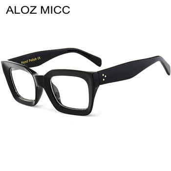 ALOZ MICC Quadro Preto Quadrado Transparente, Óculos de Mulheres Retro Acetato de Homens, Óculos de Lente Clara Óculos de Armação Q263