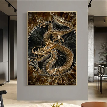 Arte moderna, Pintura a Óleo Dragão Chinês Imagem HD de Impressão de Cartazes e Estampas para Casa Decoração Sala de estar Pintura