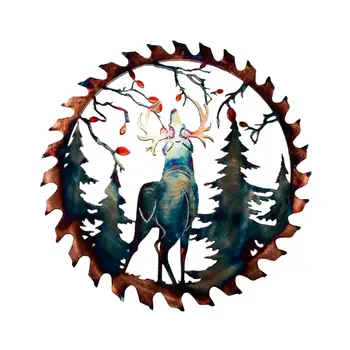 Artista Decoração Elk Lâmina De Serra De Parede Decoração O Veado Metal Arte De Parede Árvore De Floresta Escultura De Parede Decoração Para Interiores De Casa Ao Ar Livre