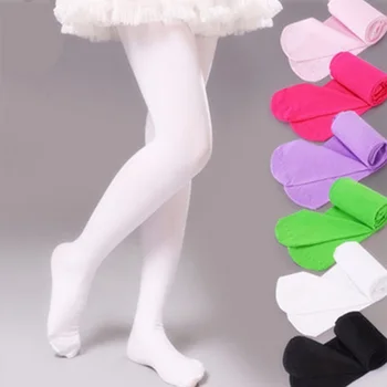 As meninas do Ballet Dança da meia-Calça Crianças de Uma Seção Fina de Moda da meia-Calça de Veludo Bebê Preto Sólido Branco Meias Para 0-9Y Crianças 1