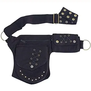 As mulheres de Renda troço Saco para o Vintage Lona Cintura Fanny Pack de Cinto de Quadril Bum Militar de Viagens de Moto Messenger Sacos de Ombro Ne