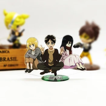 Attack on Titan Eren Mikasa Armin infância acrílico stand figura do modelo de dupla-placa lateral titular bolo topper anime 1