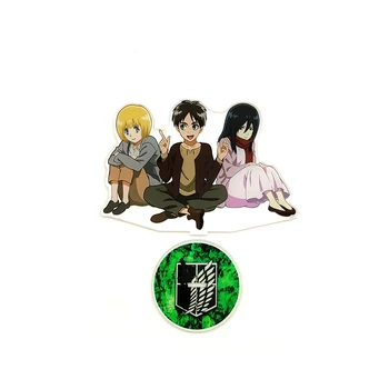 Attack on Titan Eren Mikasa Armin infância acrílico stand figura do modelo de dupla-placa lateral titular bolo topper anime 2