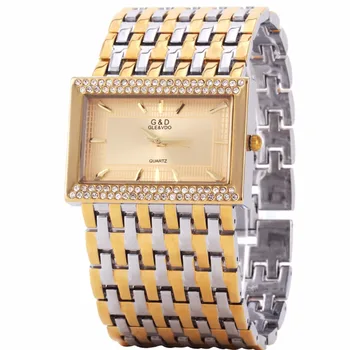 Até 2018, a G&D de Prata de Luxo, Mulheres Pulseira Relógios de Moda Quartzo relógio de Pulso Vestido das Senhoras Relógio Bandas de Aço Relógio Feminino Presente 2