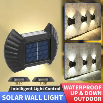 Automático, Sensor de Luz 2/8LED Varanda Lâmpada Solar para Cima E para Baixo da Parede de Luz Impermeável Exterior do Muro do Jardim da Escada de Decoração, Iluminação 1