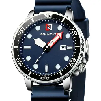 BEN NEVIS Azul de Relógios para os Homens dos Homens de Moda Relógio do Esporte Homens Relógio de Quartzo Militar Impermeável Luminosa Data de Silicone Relógios de pulso 1