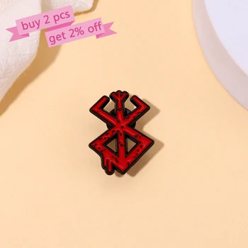 Berserk Esmalte Pins Personalizados Vermelho Nórdicos Sinal de Broches de Lapela Emblemas Punk Gótico Jóia de Presente para os Amigos 2