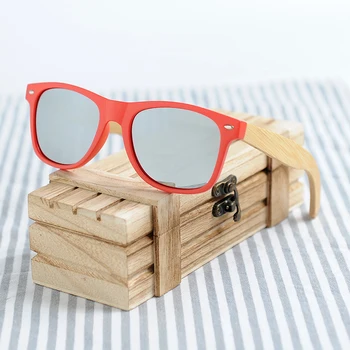 BOBO PÁSSARO Marca Moldura Vermelha, Mulher de Óculos de sol Polarizados de Bambu Titular de Óculos de Sol Moda Praia Revestido Com Madeira de Caixa de Oculos