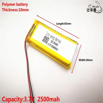 Bom Qulity Litro de energia bateria de 3,7 V,2500mAH 103065 de Polímero de lítio ion / Li-íon da bateria para o pc da tabuleta do BANCO,GPS,mp3,mp4