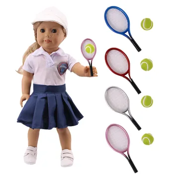 Boneca acessórios, de 5 cores de raquete de tênis, adequado para 43cm reborn baby doll e 18 polegadas boneca Americana, garoto de brinquedo de presente 1