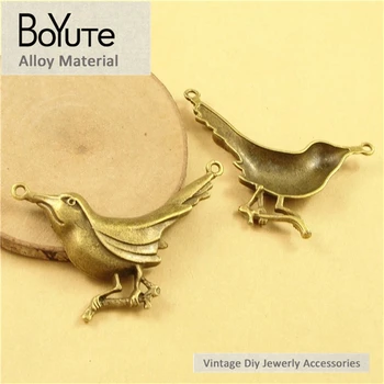 BoYuTe (10 Peças/Lote) 55*34MM Antique Bronze Banhado a Vintage Aves Conectores de Encantos Pingentes para Fazer Jóias Diy feito à mão
