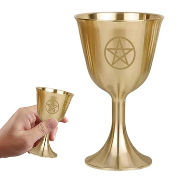 Bronze Cálice De Bebida Copo Copos Altar O Cálice De Wicca Chapeamento De Ouro Bronze Cerimônia, Lua De Adivinhação Astrológica Ferramenta Para O Lar