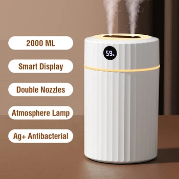 BST 2L ultra-Sônica do Humidificador do Ar Com Display de Led de Óleo Essencial Elétrica Difusor Duplo Spray Umidificador de Ar do Difusor de Aroma