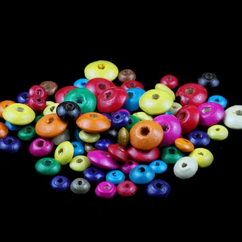 BTFBES 6*12/10*20mm do Cilindro espaçador de Madeira Miçangas Coloridas de madeira Natural da cor Misturada Solta esferas De jóias, confecção de pulseiras de DIY 1