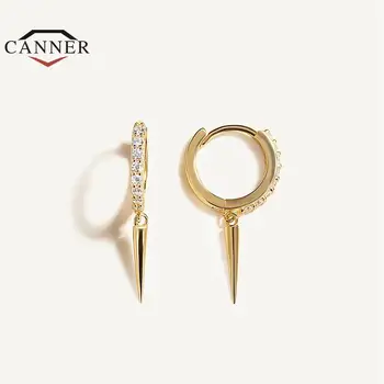 CANNER de Prata 925 Estilo Punk Geométrico Diamante, Zircão na Moda Brincos para Mulheres Piercing do Huggie Earings Jóias