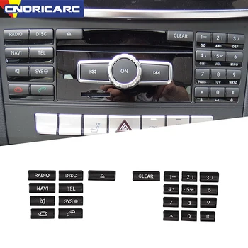 Carro de Controle Central de CD Botão do Painel Decorativo Patch Guarnição Adesivos ABS Para a Mercedes Benz C/Classe E W204 W212 GLK CLS 2012-2013