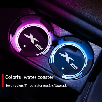Carro luminoso Copo de Água de Montanha-russa Titular 7 Colorido de Carregamento USB Carro Led Atmosfera de Luz Para a Bmw X2 F39 Auto Acessórios 1