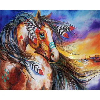 cavalo elegante, mais tarde, Animal DIY Pintura Digital Por Números Arte de Parede Moderna Tela de Pintura Dom Único de Decoração de Casa de 40x50cm