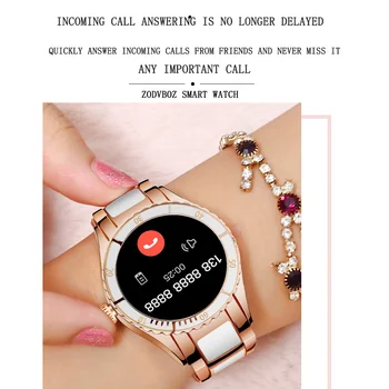 Chamada Bluetooth Smart Watch Mulheres Heart Rate Monitor de Pressão Arterial Leitor de Música Personalizados Dial Ladies Smartwatch Para HUAWEI Xiaomi 2