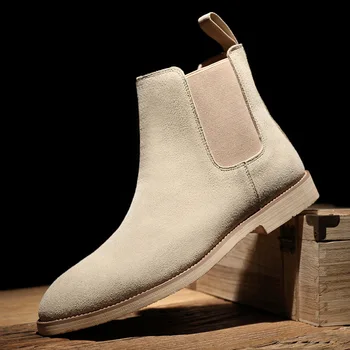 Chelsea Boots Homens Mais 45 46 Couro Outono Inverno Homens Botas, Botas femininas Britânico Homens de Negócios Sapatos Sapatos femininos 2