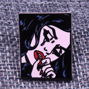 Chorando quadrinhos menina emblema Lichtenstein pop art broche de lágrima de tristeza pin mulher moderna jóias 1