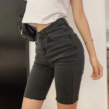 Fim Moda preto rasgado de cintura alta jeans para as mulheres a Moda Skinny stretch jeans verão jeans, roupas casuais S-2XL \ Fundos | Arquitetomais.com.br 11