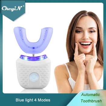 CkeyiN Automática Escova De Dentes Elétrica Em Forma De U Azul De Luz De Clareamento Dos Dentes Sem Fio Recarregável Sonic Toothbrush Impermeável 51