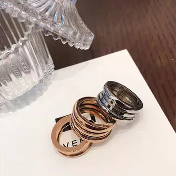 Clássico de alta qualidade do anel da mola dois anéis de casamento de luxo para homens e mulheres de rosa, anel de ouro jóias, presente de casamento