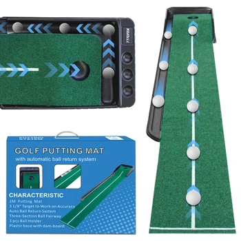 Colocar o Tapete com a Auto Sistema do Retorno da Esfera Interior Putting Green para Mini-Jogos de Práticas de Equipamentos de Presentes para Golfistas