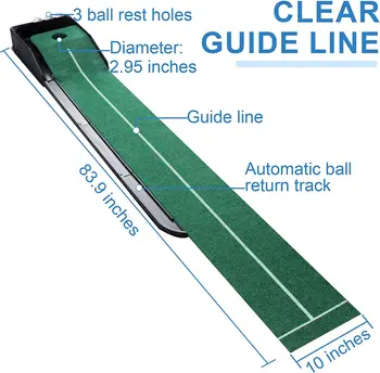 Colocar o Tapete com a Auto Sistema do Retorno da Esfera Interior Putting Green para Mini-Jogos de Práticas de Equipamentos de Presentes para Golfistas 2