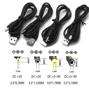 Conector do cabo Preto de Alta Qualidade, Porta USB para 2.5 3.5 4.0 5.5 mm DC 5V Barril de Jack Cabo de Alimentação