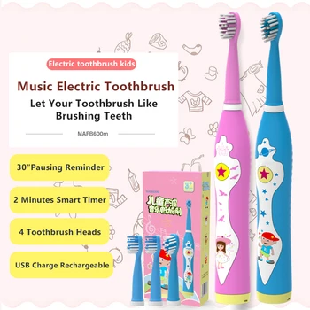 Criança Elétrico Da Escova Dental Elétrica Escova De Limpeza Crianças Ultra-Sônica Escova De Dentes Recarregável De Música De Sonic Toothbrush