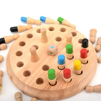 Crianças de Madeira jogo de Memória Stick Jogo de Xadrez Divertido Bloco de Jogo de Tabuleiro Montessori de ensino Cor Capacidade Cognitiva Brinquedo para Crianças