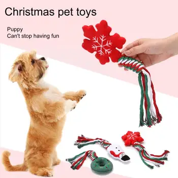 Cães Pequenos Presente De Natal De Algodão Corda De Brinquedo Limpeza Dos Dentes Mastigar Interativo De Mordida Molar Brinquedo De Natal Da Série Filhote De Cachorro De Estimação Acessórios