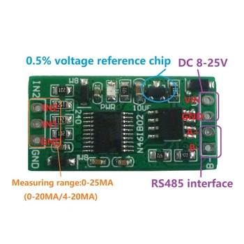 DC 12V RS485 para 4-20MA, 0-20MA de Corrente Analógico Módulo de Aquisição de Conversor ADC Módulo Modbus RTU para PLC Instrumentos de Medição 1