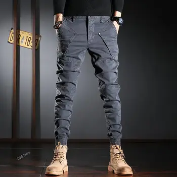 DIMI Hip Hop Corredores Harém Calças Designer dos Homens de Moda Jeans de Alta Qualidade de Retalhos Emendados Casual Calças Cargo Streetwear 1