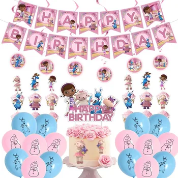 Disney Doc McStuffins Decorações Do Partido Do Chuveiro De Bebê Balões Cupcake Bandeiras Teto Médico Pouco De Exame De Decorações Do Partido