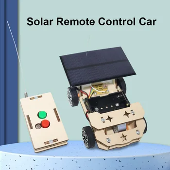 DIY Mini Solar Remoto sem Fio Controle de Carro de Brinquedo Ciência Brinquedo Educativo Assembleia RC Brinquedos de Madeira do Carro, Modelo do Veículo Para Crianças