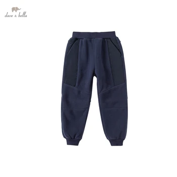 DKH19415 dave bella inverno 5Y-13Y crianças meninos moda sólido bolsos de calças de crianças boutique casual total de comprimento de calças