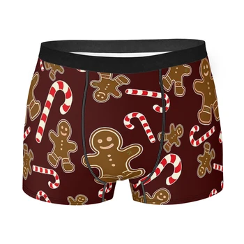 Doces de natal de Cana e Gengibre Homem Feliz Natal Cuecas Breathbale Calcinha Underwear Masculino Impressão Shorts Boxer Briefs