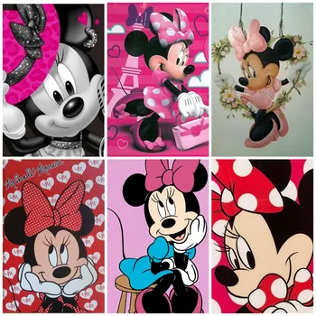 Dos desenhos animados de Disney do Minnie do Mickey 5d DIY Diamante Pintura, Ponto Cruz Kits Rodada do cristal de rocha Da Imagem da Sala de Casa de Parede Decoração Presente