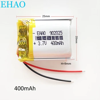 EHAO 902025 3,7 V 400mAh de Polímero de Lítio Recarregável Lipo Bateria Para o Diodo emissor de Luz de Mp3, GPS, Bluetooth, Massager do Fone de ouvido