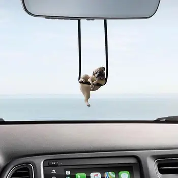 Espelho Do Carro Cão Balançando Cão Carro Pendurado Pingente Engraçado Bulldogl Espelho Retrovisor De Carro Ornamento De Suspensão Do Balanço Bulldog Auto Interior 2
