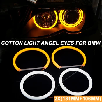 Estilo carro de Algodão Luz de Faróis Angel Eyes para a BMW E83 X3 E81 E82 E87 E88 E90 E91 E60 E61 Diurnas Branco Amarelo 1